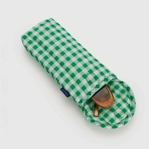 Green Gingham Puffy Sunglass Case